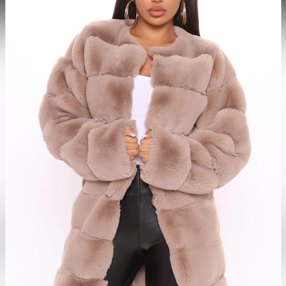 FN With Love Faux Fur Coat - Mocha - Picture 3 of 7